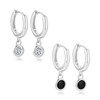 Yulovee 925 Sterling Silver Black/White Birthstone Hoop Earrings for Women