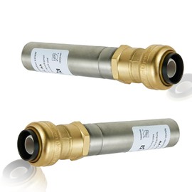 GUOFIS Water Hammer Arrestor,1/2Inch Straight Stainless Steel Water Arrestor,Push-Fit to Connect Pex, Copper, CPVC(2PACK,Stainless Steel Arrestor)