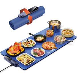 FEPPO Food Warming Mat, (XXL 35”x16”) Electric Warming Trays for Buffets Party, Fast Full-Surface Heating Mat for Food with 19 Level Adjustable Temperature and 6 Hours Timer, Roll Up Food Warmer