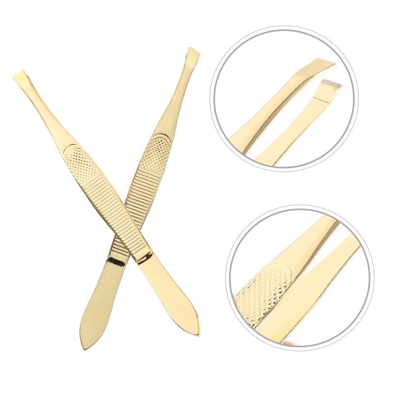 FOMIYES 2pcs Eyebrow Tweezers Brow Plucking Tools for Men and