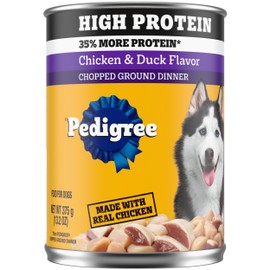 Pedigree High Protein Adult Soft Wet Dog Food, Chopped Chicken & Duck Flavor, 13.2 oz. Cans (12 Count, Pack of 1)