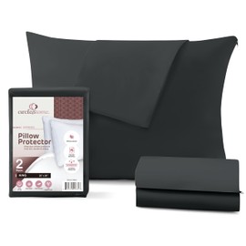 CirclesHome Pillow Protectors 2 Pack King Zippered - 100% Cotton Breathable Pillowcases - Protects Pillows from Dirt, Dust and Debris (King - Set of 2-20x36)