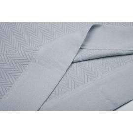 Threadmill Home Linen Herringbone Soft Breathable 100% Cotton Blanket Twin Size Scottish Grey