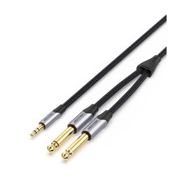 VENTION 3.5 mm Jack to Dual 6.35 mm Mono Y Splitter Audio Cable Dual 6.35 to 3.5 mm Male to Male Stereo Audio Splitter Cable for Mixer, Guitar, Recorder, Amplifier, Laptop - 2 m