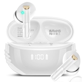 VOTAZIB Bluetooth 5.4 Headphones, Wireless Earphones with Mic, Hi-Fi Stereo Sound Bluetooth Headset, IP7 Waterproof, White