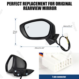 Dexepe Driver Side Mirror Assembly Compatible with Honda Civic 4 Door EX/SI 2022-2024 Heated with Blind Spot Monitor, Power Adjustable Glass Replace 76258T20A21 HO1320351 (7Pin Left)