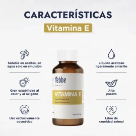 Vitamina E Hebbe Cosmetics Aceite Antioxidante 50g Cabello y Piel