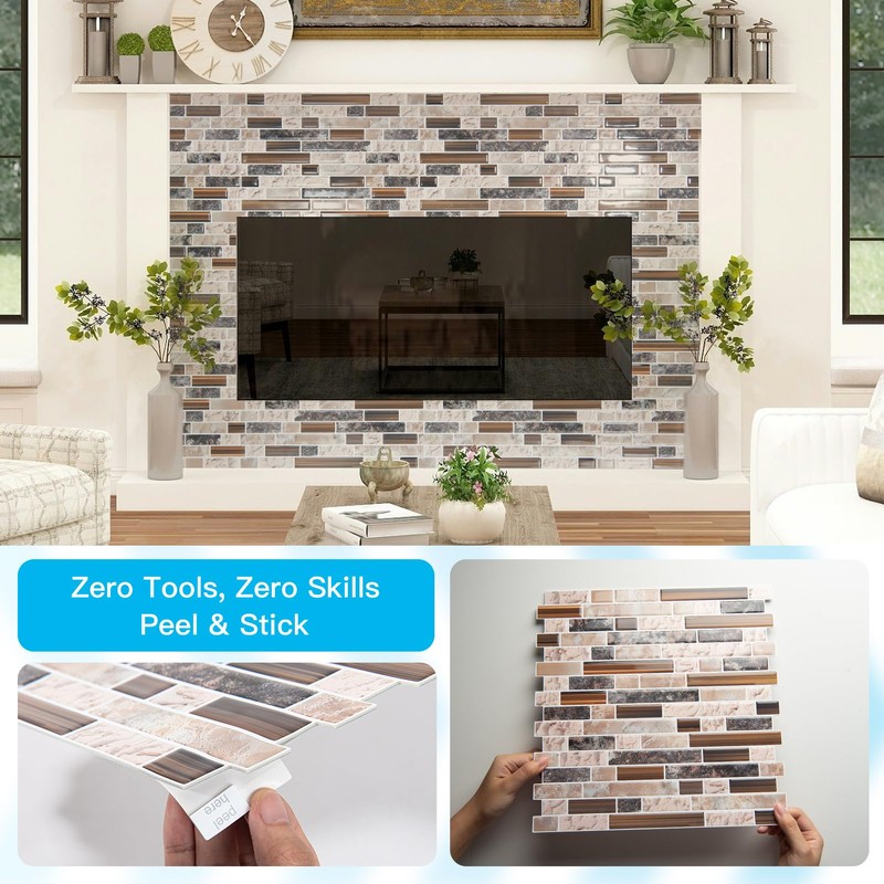Art3d 10-Sheet Heavy-Duty Peel and Stick Backsplash, Waterproof Wall Tiles