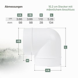 Vent Systems 100 mm Elbow 90 Degree Pipe Connector - Plastic Exhaust Pipe Connector for Flexible Round Pipe Ventilation Hose - Exhaust Duct Air Conditioner / Air Conditioning PVC Plastic Pipe Connection