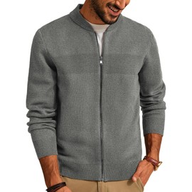 PJ PAUL JONES Mens Cardigan Grey Full-Zip Cardigan Sweaters Fashion Fall Winter Sweater Clothing M