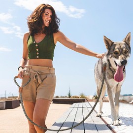 Mile High Life | Premium Leather Handle Dog Leash | Strong Rope Leash | Zinc Alloy Strong Clasp | Small Medium Large Dogs | 4/5/6 Feet(White, 48 Inch (Pack of 1))