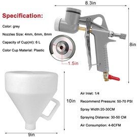 Drywall Texture Sprayer,Air Hopper Spray Gun 1.5 Gallon with 3 Nozzle (4.0mm/6.0mm/8.0mm) & Putty Knife,Stainless Steel Scraper for Repairing Drywall, Removing Wallpaper, Applying Putty (Grey)
