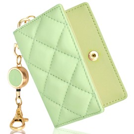 oyaka Pass Case, Commuter Pass Case, Reel, ID Card Holder, Leather, Cute, Checkered Pattern, Embroidered Card Case, Thin, Unisex, Women's, Mini Wallet, Bi-Fold IC Card Case, Employee ID Card,