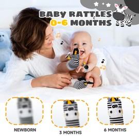 Baby Toys 0-6 Months,High Contrast Baby Toys for Newborn,Black and White Baby Toys,Infant Rattle Socks and Wrist Toy,Newborn Toys 0 3 Months Brain Development,0-6 Months Babies Boy Girl Gift