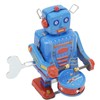 Clockwork Drumming Robot Toy Tinplate Retro Hand Made Drum Wind