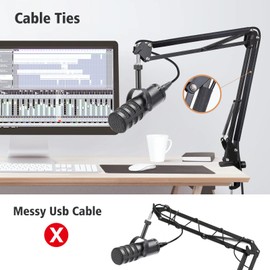 SUNMON Samson Q9U Microphone Boom Arm - Mic Boom Arm Compatible with Samson Microphone, Samson Mic Boom Arm with 3/8" to 5/8" Screw Adapter Clip, Microphone Boom Arm with Cable Sleeve