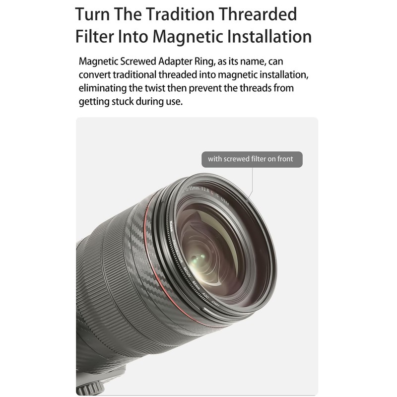 Kase IDIY Inlaid Adapter Kit Converts Conventional Screw-in Filter to