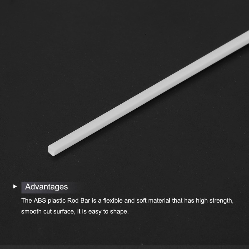 sourcing map 10Pcs ABS Plastic Rod Square Solid Bar 1/16"