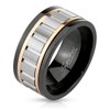 Scratching S COOLBODYART Stainless Steel Ring with Triple Grooved Center