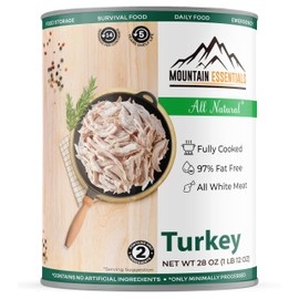 MOUNTAIN ESSENTIALS All Natural Canned Turkey 28 Oz – Fully Cooked, Ready to Eat White Meat – Pantry Staple for Daily Meals, Emergency, Survival & Camping – 5-Year Shelf Life – Made in USA – 1 Pack