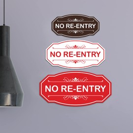 Victorian No Re-Entry Sign (Brushed Silver) - Medium