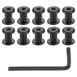 sourcing map 10 Sets Screw Post, Male M5x5mm Stainless Steel Screw Rivets, Female 6x6 Hex Drive Binding Screws Belt Buckle Binding Bolts Leather Fastener with 1Pcs Wrench, Black
