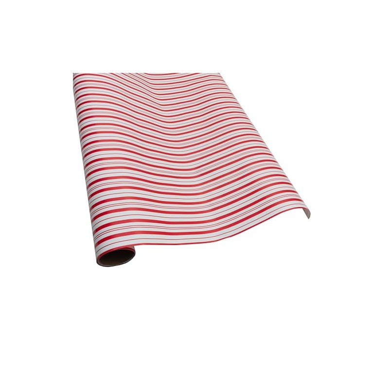 Caspari Candy Stripe Red & White Roll Wrap - includes