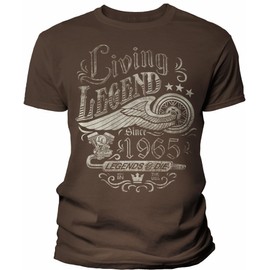 Living Legend 1965 T-Shirt 60th Birthday Gift for Men Vintage Biker Style Distressed Design - F/Brown-Lg