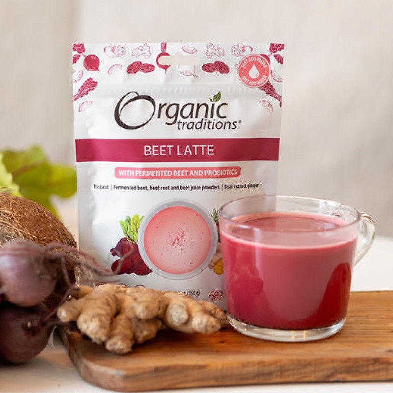 Organic Traditions Beet Latte with Fermented Beetroot Instant Dairy Free