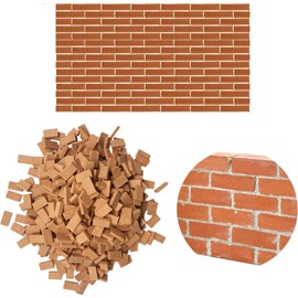 Cayway 560 PCS Mini Red Wall Bricks, Mini Bricks Tiny Bricks for Landscaping, Miniature Bricks Figurine Fake Bricks for Dollhouse Mini Garden Accessories