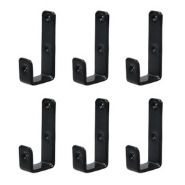 Geesatis 6 Pcs Bed Ladder Hooks Utility Hooks Hanger J Hooks Heavy Duty Metal PVC Coated for Bed Decoration Hook Tool, with Mounting Screws, Black, Inside 1"/25mm