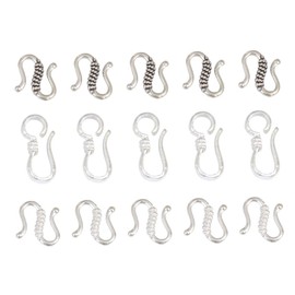 KONTONTY 40pcs Sterling Silver Toggle Clasp S-Hook Buckle for Jewelry Making Bracelet Accessory