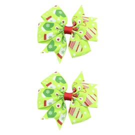 J.H LIVING 2Pcs Christmas Bows For Girls Christmas Hair Accessories Colorful Xmas Boutique Headwear Accessories Snowflake Snowman Gloves Pattern Crocodile Hairpin Gift For New Year's Day (F)