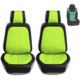 FH Group Car Seat Covers Front Set Ultra Automotive Seat Cushions-Low Back Car Seats,Universal Fit,GREEN Automotive Seat Cover,Car Seat Cushion,Airbag Compatible Car Seat Cover for SUV,Sedan with Gift