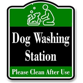 Dog Washing Station Please Clean BLACK Aluminum Composite Sign, 15"x18"