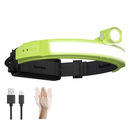 Ultima 2025 New 230° Wide Beam Headlamp – 1600 Lumens, 330ft Long-Range Spot, 5000mAh USB-C Rechargeable Battery, Motion Sensor, Waterproof LED Headlamp for Camping, Work, Running (Neon Green)