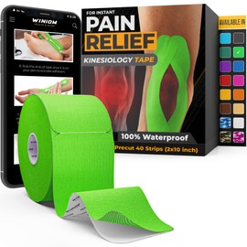 Kinesiology Tape-Incredible Support for Athletic Sports and Recovery + Free Taping Guide - Pre-Cut 2 inch 32 feet (Lime Green + Free Taping Guide, 1 Pack)