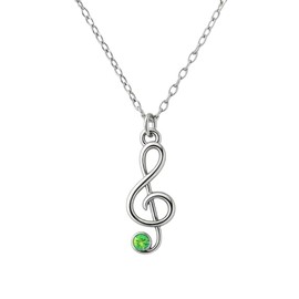 Infinity Collection Music Note Necklace with August Birthstone, Treble Clef Jewelry Gift for Music Lovers, Musical Charm Pendant for Birthday or Recital