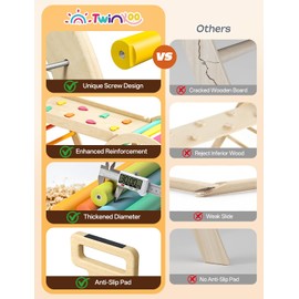 Twinkoo 7 in 1 Pikler Triangle Set, Foldable Toddler Baby Climbing Toys, Solid Wooden Montessori Climbing Set, Baby Climber Indoor Playground Jungle Gym for Toddlers Montessori Toys