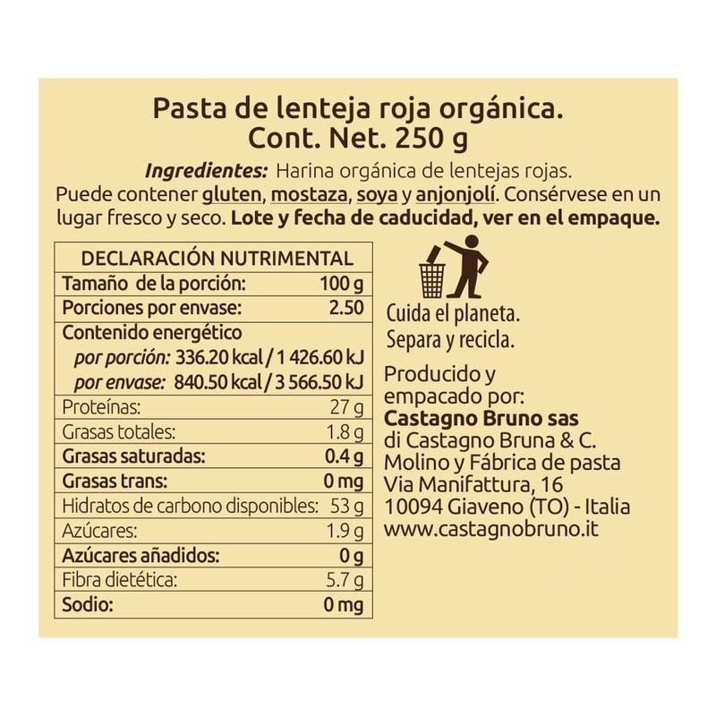 Castagno, CODITO DE LENTEJA ROJA, 250 gramos