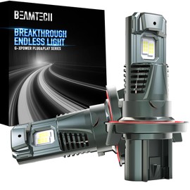 BEAMTECH H13/9008 Bulbs, G-XPower Chips 500% Brighter 6500K Xenon White Fog Light Bulbs, Plug and Play, Pack of 2