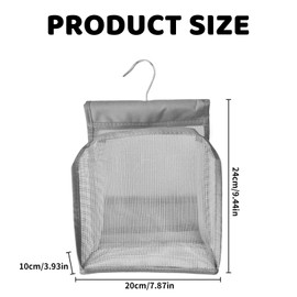 Peg Bag for Washing Line with Hanger,Foldable Pegs Basket,Portable Clothespin Storage Bag Hooks,Bath Organiser Baskets,Hanging Mesh Shower Caddy,for College Dorm Rooms,Gym,Swimming and Travel (Gray)