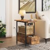 LIDYUK End Table with Charging Station, Narrow Side Table with