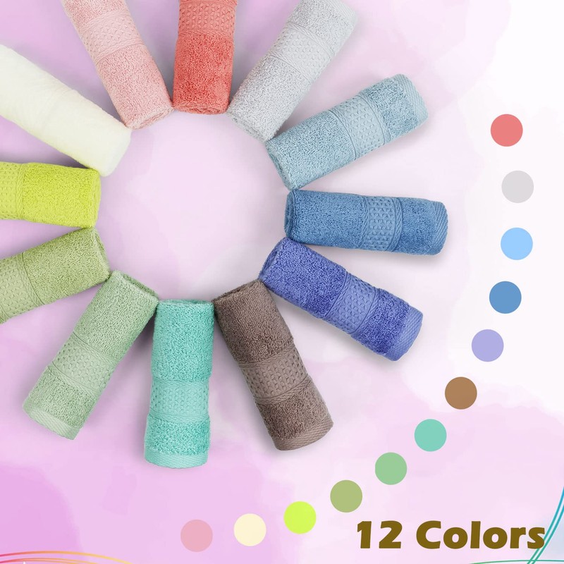 Cleanbear 100% Cotton Wash Cloths 12 Pack Bath Washcloths Facecloths,