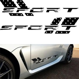 Sport Letter Decal for Car,16 Inch, 2 Pack,Vinyl Decal Reflective Automotive Exterior Sticker Fit for Most Car(Black American Flag)
