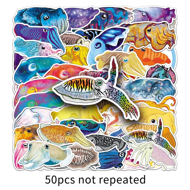 Octopus Stickers 50 Pcs Cute Waterproof Marine Life Sticker for