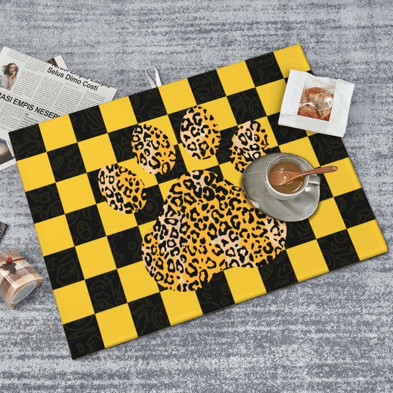 BOXIMIAO Dish Drying Mat Checkerboard Dog Paw Drying Mat 18''X24''