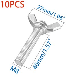 10 Pcs M8 Carbon Steel Zinc Plating Wing Butterfly Screws Bolts,Wing Bolt,Machine Fastener,Thumb Hand Screws for Electronic Equipment (Galvanized M8-1.25 x 40mm)