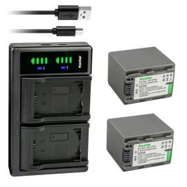 Kastar 2-Pack NP-FP90/FP91 Battery and LTD2 USB Charger Compatible with Sony DCR-SR100 HDR-HC3 HDR-HC3E DCR-DVD103 DCR-DVD105 DCR-DVD202 DCR-DVD203 DCR-DVD205 DCR-DVD304 DCR-DVD305 DCR-DVD403 Camera