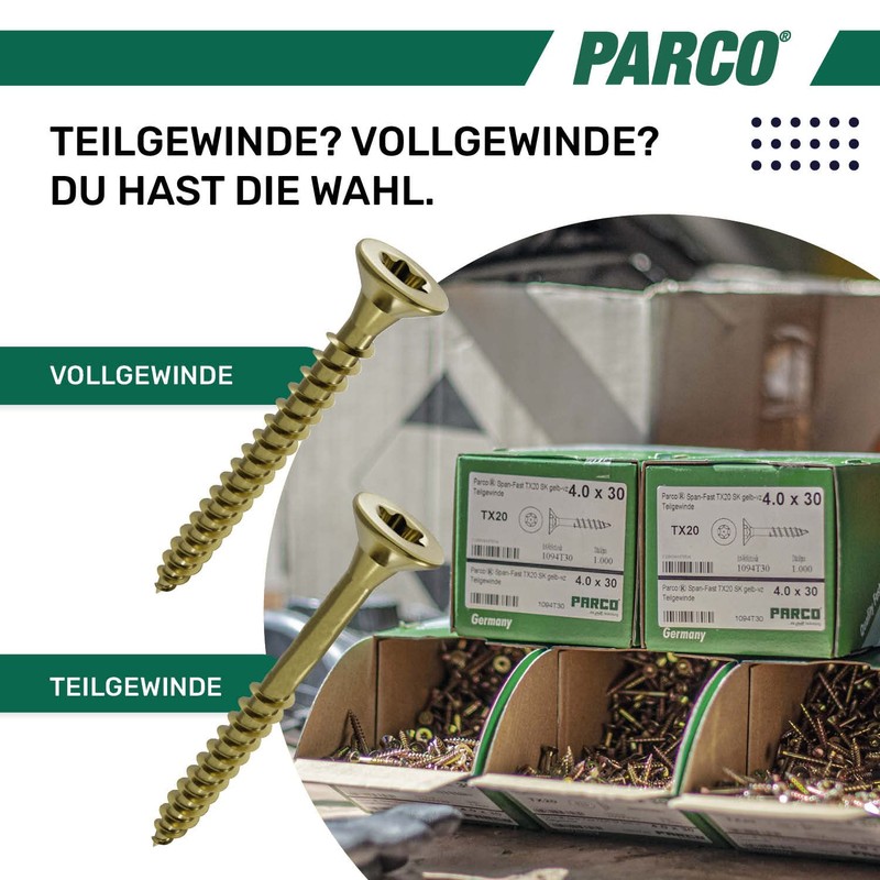 Parco Chipboard Screws with Countersunk Head, 1095x100